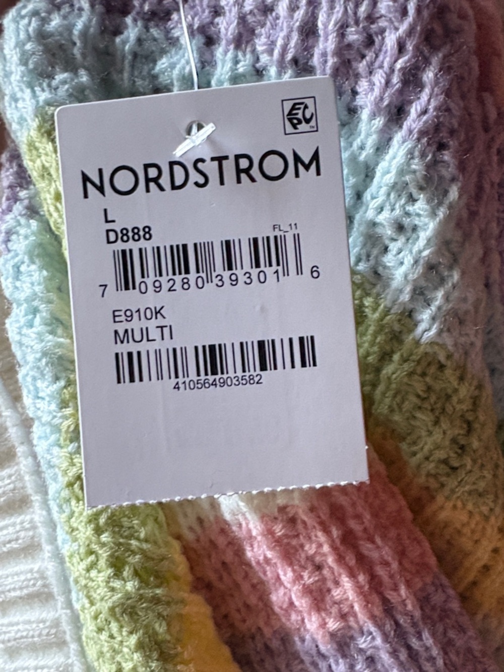 Pastel Rainbow Stripe Tank- Size L- Crop Top- Cotton Emporium - Picture 9 of 9